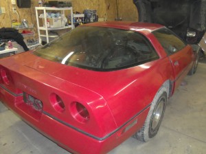 Red 1984 Corvette after polishing